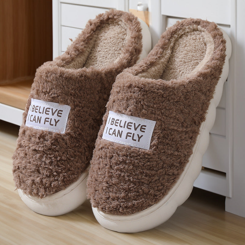 Wholesale of Autumn and Winter Plush Cotton Bag Heel Slippers